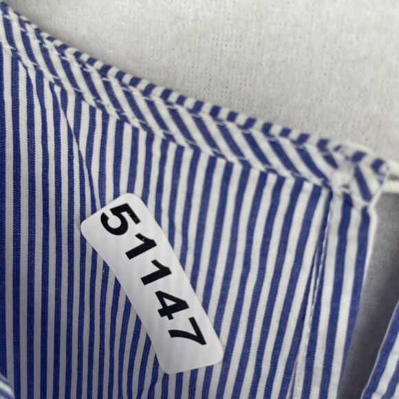 BEACH LUNCH LOUNGE Top S Striped Bell Sleeve Minimalist Collection Cotton Blue - Picture 13 of 13